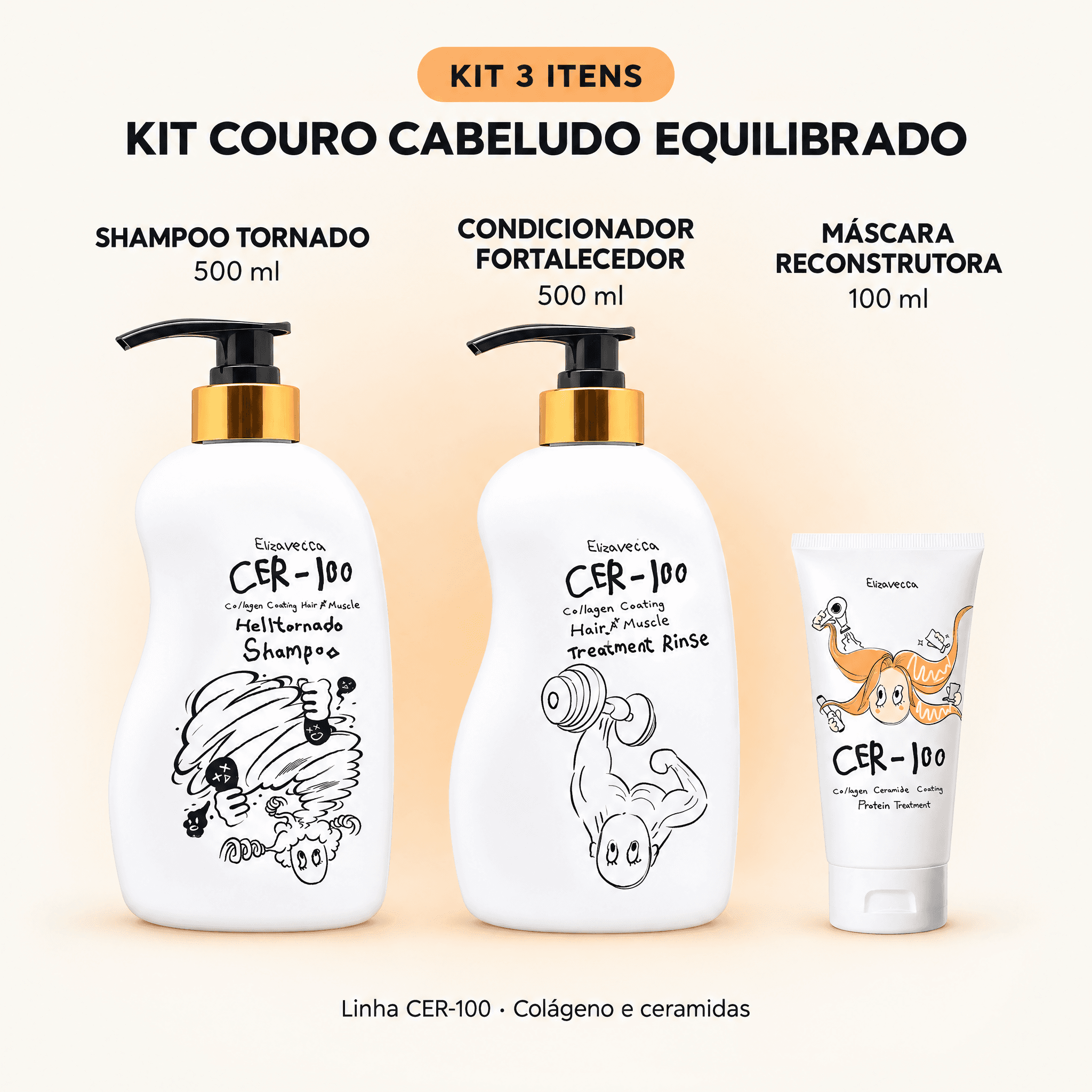 Kit Couro Cabeludo Equilibrado CER-100 — o que vem no kit